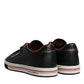 Dolce & Gabbana Black Leather Low Top Men Sneakers Shoes
