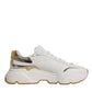 Dolce & Gabbana White Gold DAYMASTER Leather Sneakers Shoes