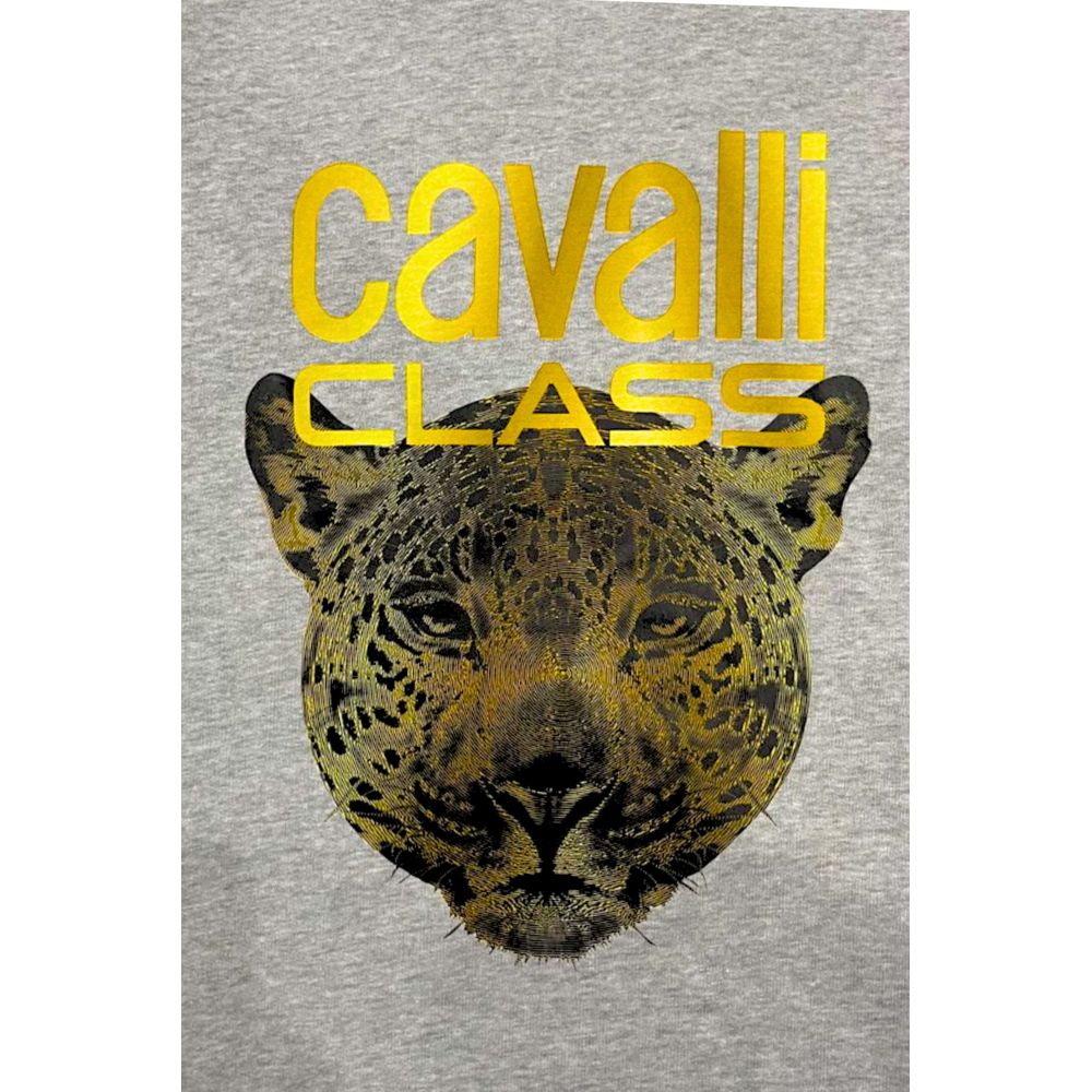 Cavalli Class Gray Polyester Men Hoodie