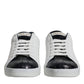 Dolce & Gabbana White Black Leather Portofino Sneakers Shoes