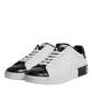 Dolce & Gabbana White Black Leather Portofino Sneakers Shoes