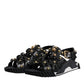 Dolce & Gabbana Black Leather Studded Slides Sandals Shoes