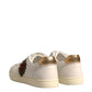 Dolce & Gabbana White Leather Heart Embellished Sneakers Shoes