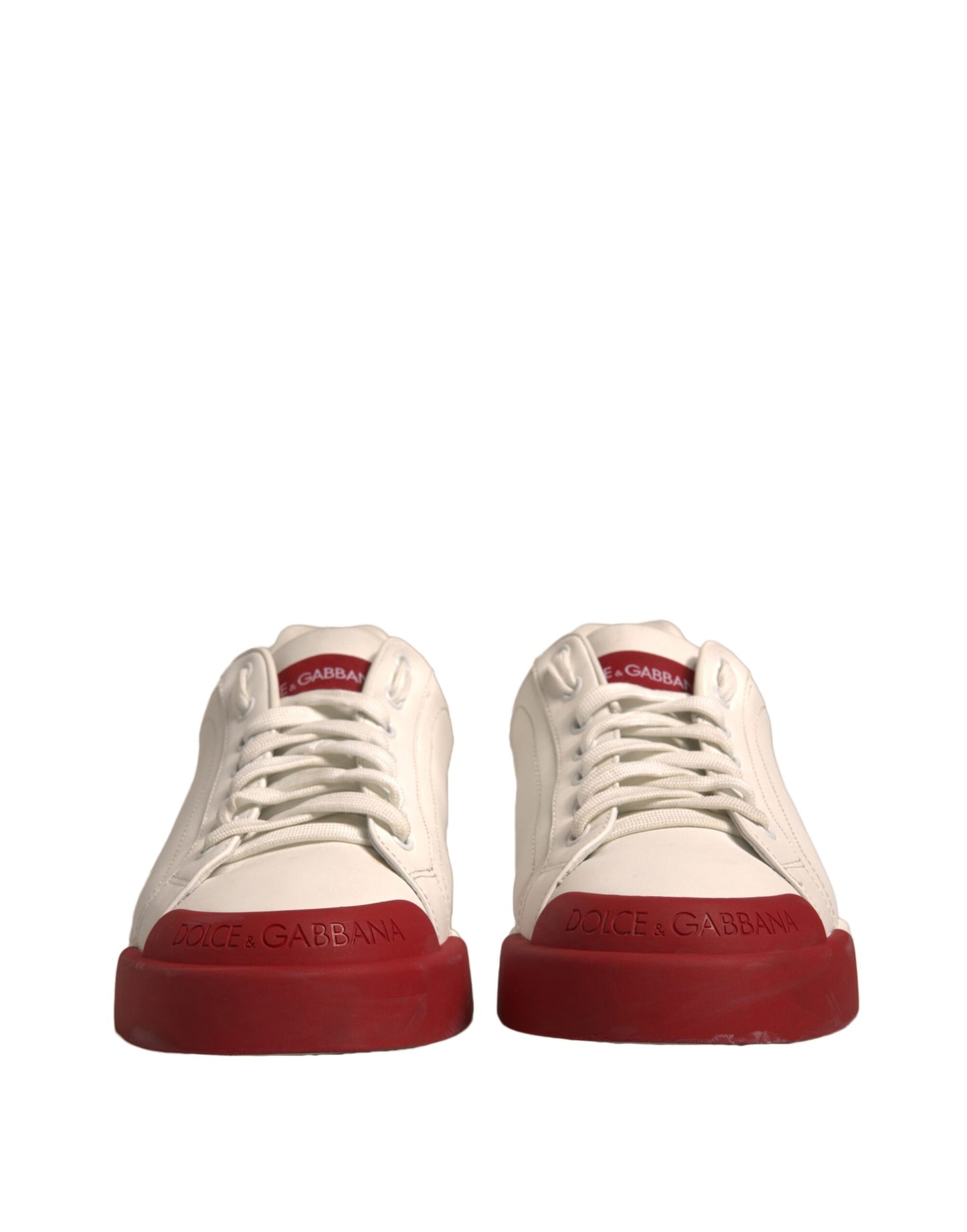 Dolce & Gabbana White Leather Logo Portofino Sneakers Shoes