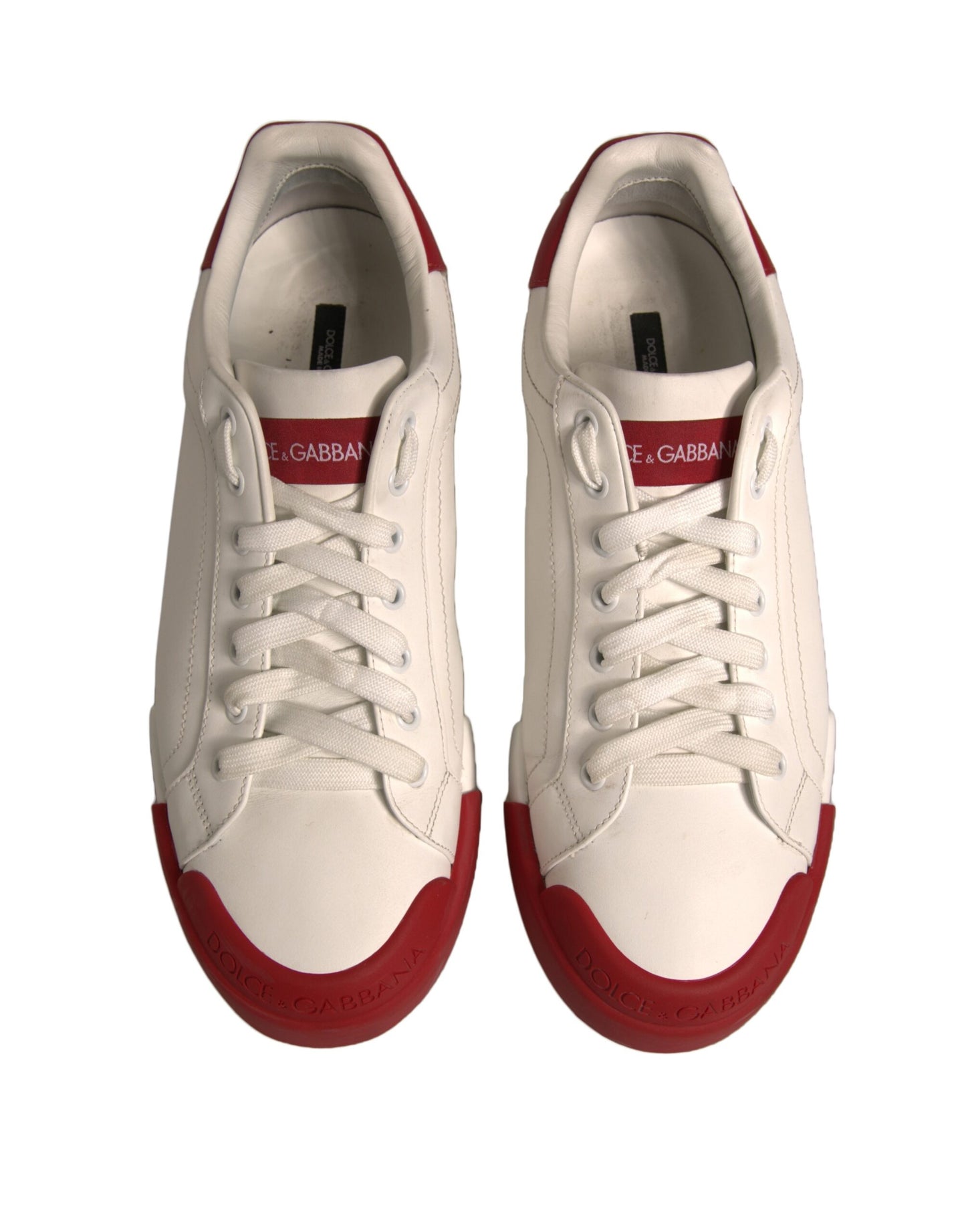 Dolce & Gabbana White Leather Logo Portofino Sneakers Shoes