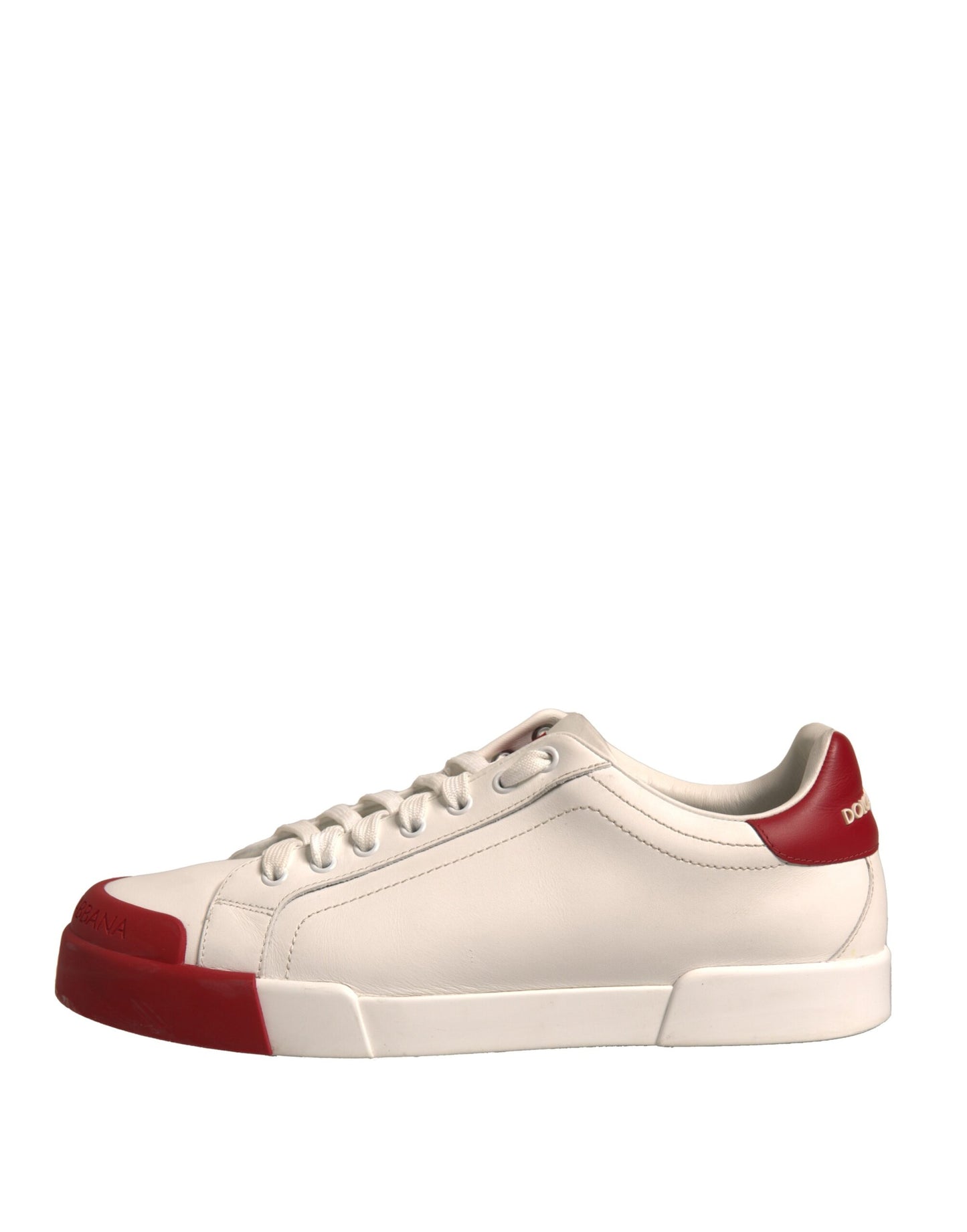 Dolce & Gabbana White Leather Logo Portofino Sneakers Shoes