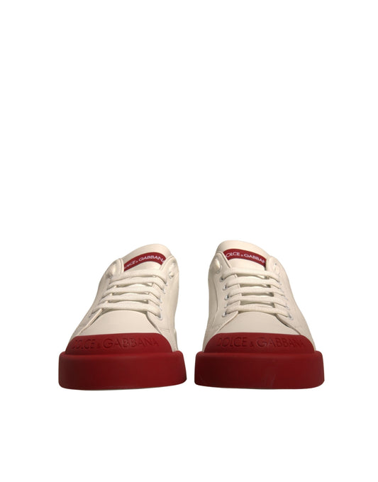 Dolce & Gabbana White Leather Logo Portofino Sneakers Shoes