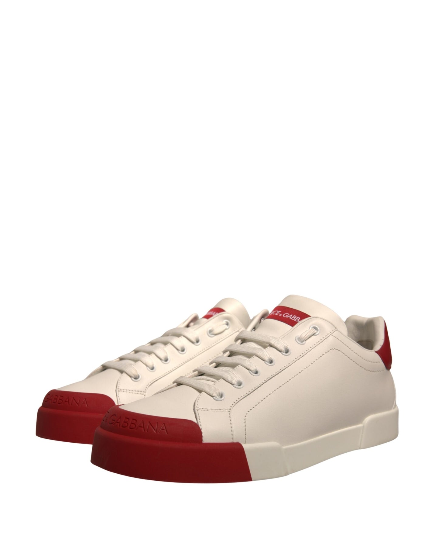 Dolce & Gabbana White Leather Logo Portofino Sneakers Shoes