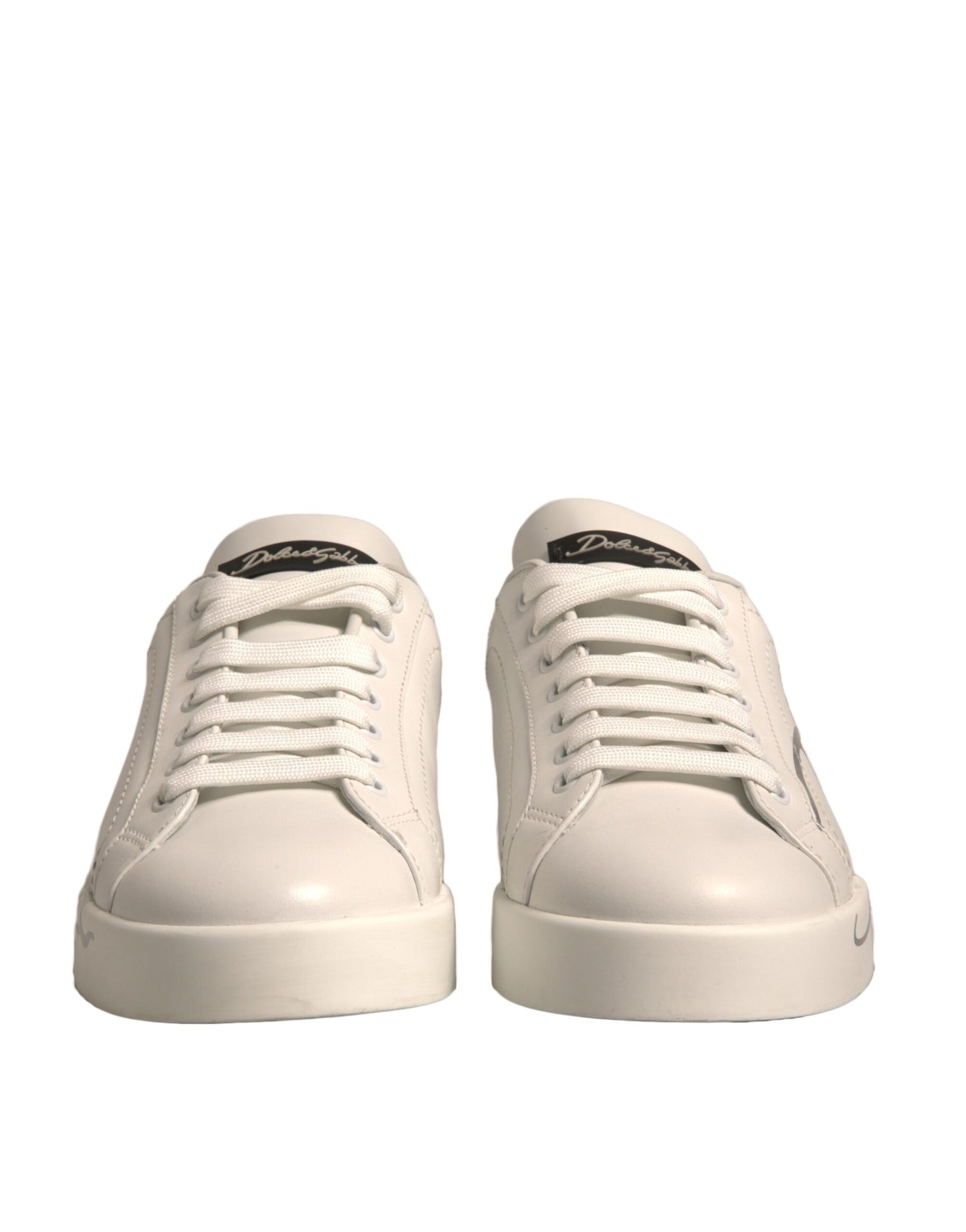 Dolce & Gabbana White Black Logo Portofino Sneakers Shoes