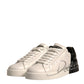 Dolce & Gabbana White Black Logo Portofino Sneakers Shoes