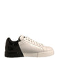 Dolce & Gabbana White Black Logo Portofino Sneakers Shoes