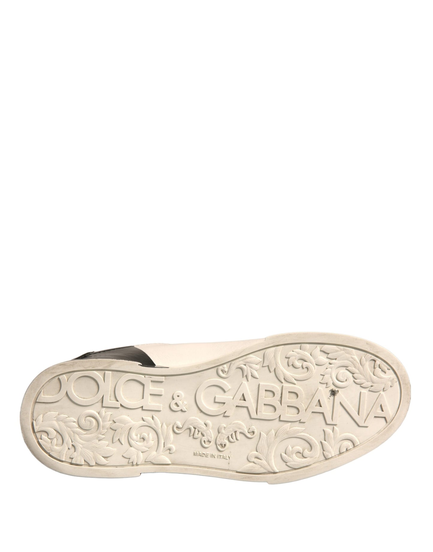 Dolce & Gabbana White Black Logo Portofino Sneakers Shoes