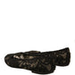 Dolce & Gabbana Black Taormina Lace Slip On Flats Shoes