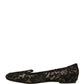 Dolce & Gabbana Black Taormina Lace Slip On Flats Shoes