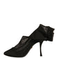 Dolce & Gabbana Black Silk Mesh Sock Style Heels Boots Shoes