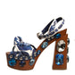 Dolce & Gabbana Multicolor Majolica Embellished Wedge Sandals Shoes