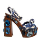 Dolce & Gabbana Multicolor Majolica Embellished Wedge Sandals Shoes