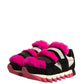 Dolce & Gabbana Black Pink Fur Embellished Sneakers Shoes