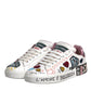 Dolce & Gabbana White Sequined Crystal Low Top Sneakers Shoes