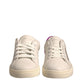 Dolce & Gabbana White Suede Leather Low Top Sneakers Shoes