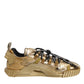 Dolce & Gabbana Gold Stretch Lace Up NS1 Sneakers Shoes