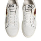 Dolce & Gabbana White Leather Heart Embellished Sneakers Shoes