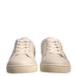 Dolce & Gabbana White Suede Leather Low Top Sneakers Shoes