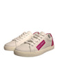 Dolce & Gabbana White Suede Leather Low Top Sneakers Shoes