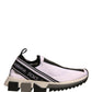 Dolce & Gabbana White Black Slip On Sorrento Sneakers Shoes