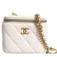 Chanel White Matelasse Lambskin Gold Chain Shoulder Vanity Mirror
