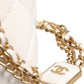 Chanel White Matelasse Lambskin Gold Chain Shoulder Vanity Mirror