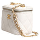 Chanel White Matelasse Lambskin Gold Chain Shoulder Vanity Mirror