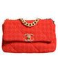 Chanel Red Tweed 2WAY Hand Chain Medium Shoulder Bag Purse