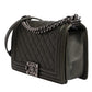 Chanel Dark Green Leather Shoulder Bag Gray Metal Purse Bag