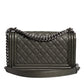 Chanel Dark Green Leather Shoulder Bag Gray Metal Purse Bag