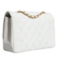 Chanel White Medium Classic DIANA Shoulder Bag Gold Plated Purse