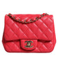 Chanel Pink Matelasse Chain Shoulder Lambskin Purse Mini