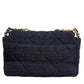 Chanel Dark Blue Medium Flap Tweed CC Gold Gray Chain Shoulder Bag