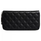 Chanel Black Quilted Leather Logo CC Continental Zip Wallet Womens Wallet