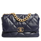 Chanel Blue Leather Large Quilted Chain Hand Shoulder Bag