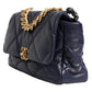 Chanel Blue Leather Large Quilted Chain Hand Shoulder Bag