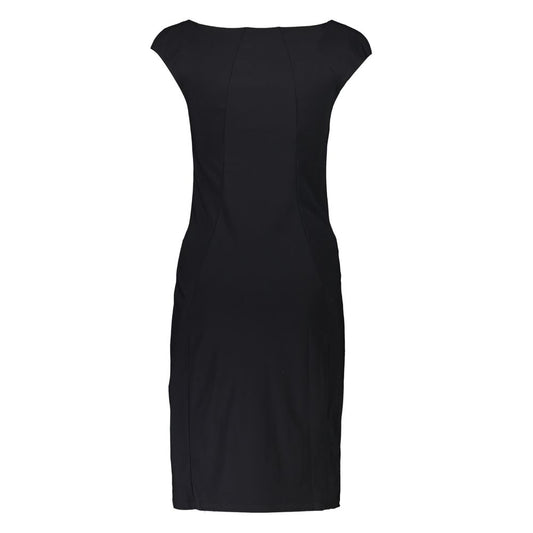 Patrizia Pepe Elegant Black Boat Neck Dress with Wide Straps