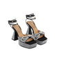 MACH & MACH Chic Black Leather Platforms for Elevated Style