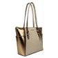 Michael Kors Charlotte Large Leather Top Zip Tote Bag Purse Rose Gold