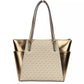 Michael Kors Charlotte Large Leather Top Zip Tote Bag Purse Rose Gold