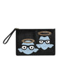Dolce & Gabbana Black Leather #DGFAMILY Embellished Men Zip Pouch Bag