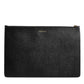 Dolce & Gabbana Black Leather #DGFAMILY Embellished Men Zip Pouch Bag