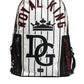 Dolce & Gabbana Black White Vulcano Royal King Print Men Backpack Bag