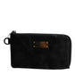 Dolce & Gabbana Black Nylon Logo Plaque Keyring Pouch Clutch Bag