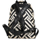 Dolce & Gabbana Black White Nylon Leather Travel Back Pack Bag